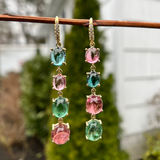 Lauren K Cabochon Pink and Green Tourmaline Joyce Earrings - Be On Park