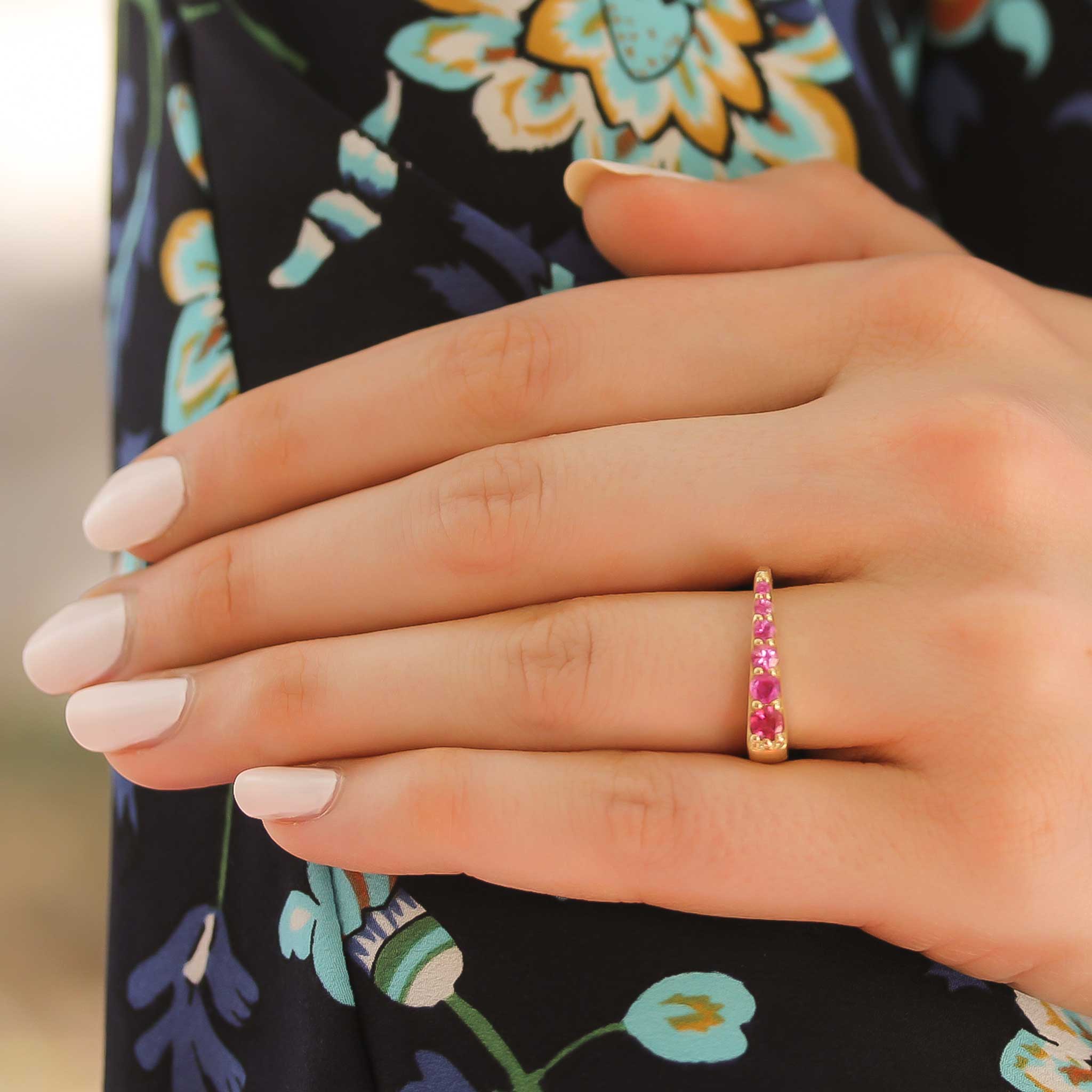 Campbell and Charlotte "The Edge" Pink Sapphire Tapered Stacking Ring - Be On Park