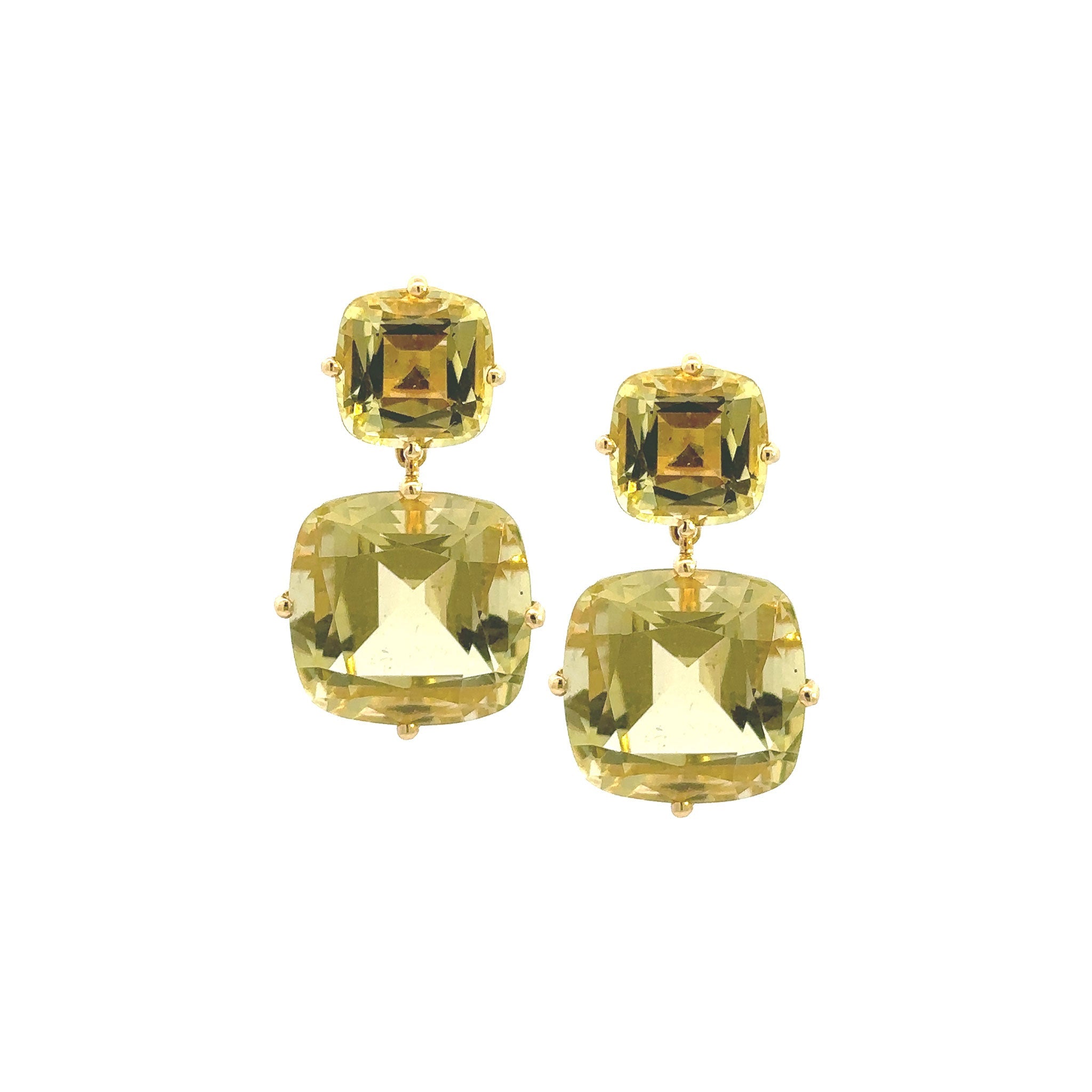 Goshwara 'Gossip' 2 Tier Lemon Quartz Cushion Earring - Be On Park