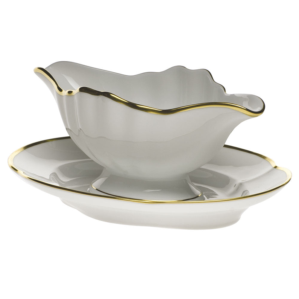 Herend Gwendolyn Gold Gravy Boat With Fixed Stand - Be On Park