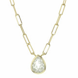 Lauren K antique pear shape diamond necklace on paperclip chain - Be On Park