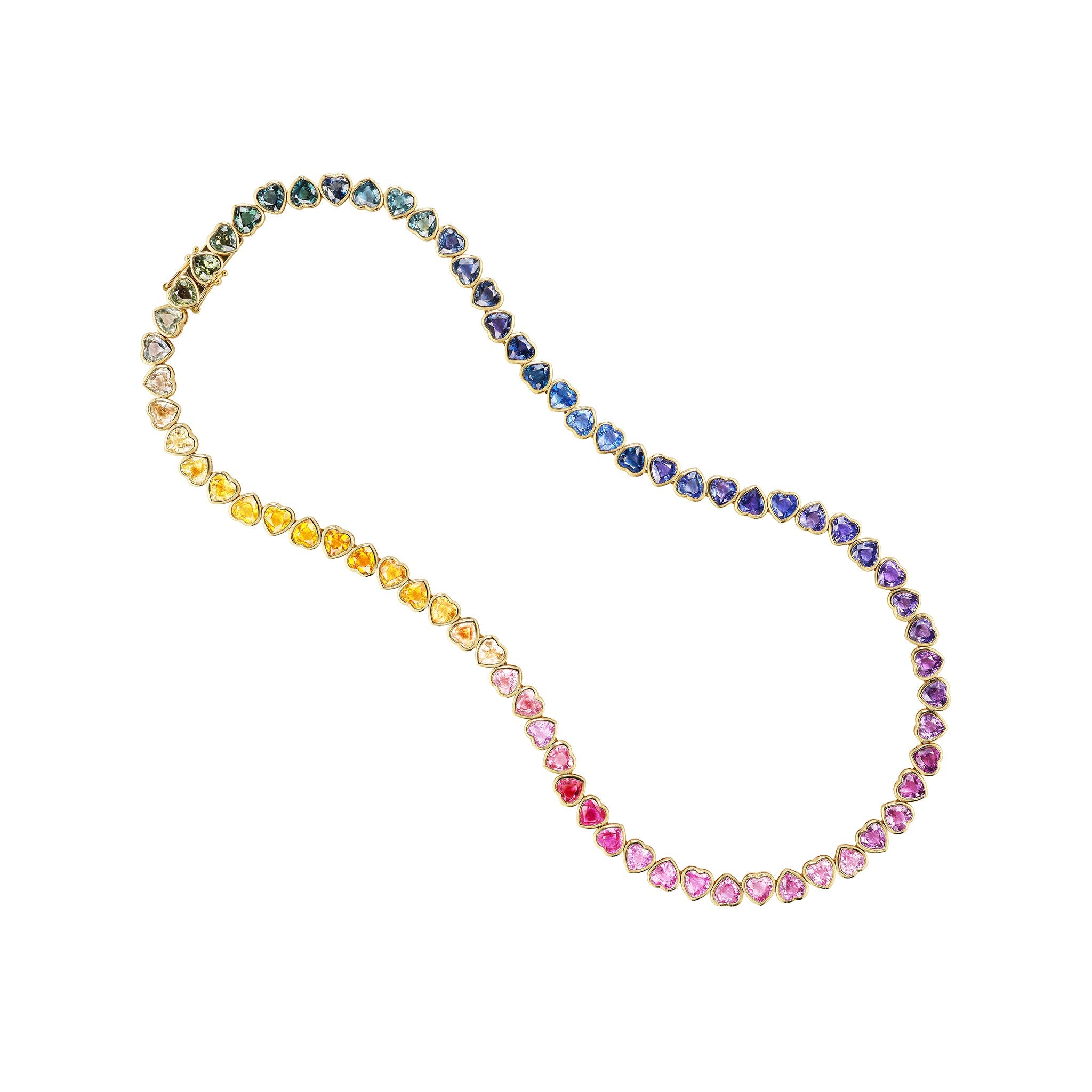 Emily P Wheeler "I Heart Rainbows" Ombre Heart Sapphire Tennis Necklace - Be On Park