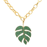 Sydney Evan Extra Large Monstera Leaf Charm with Emerald