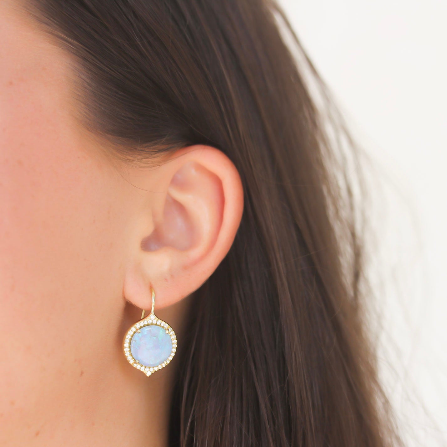 Lauren K Round Opal and Diamond Earrings - Be On Park