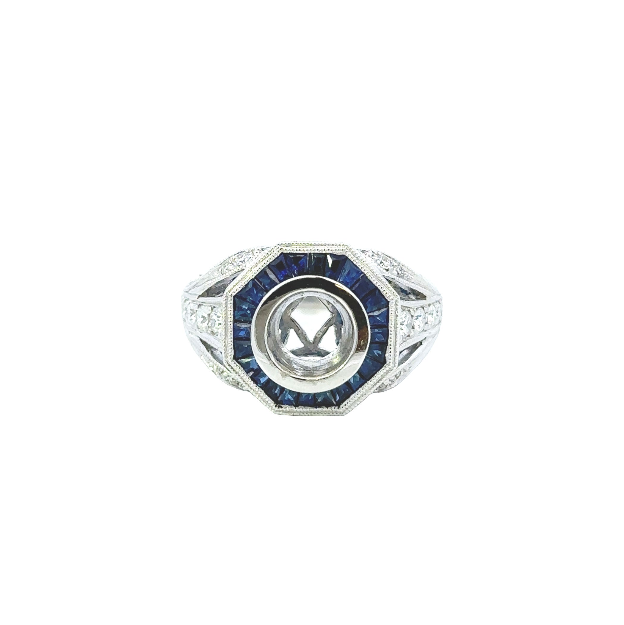 Diamond and Sapphire Millgrained Ring - Be On Park