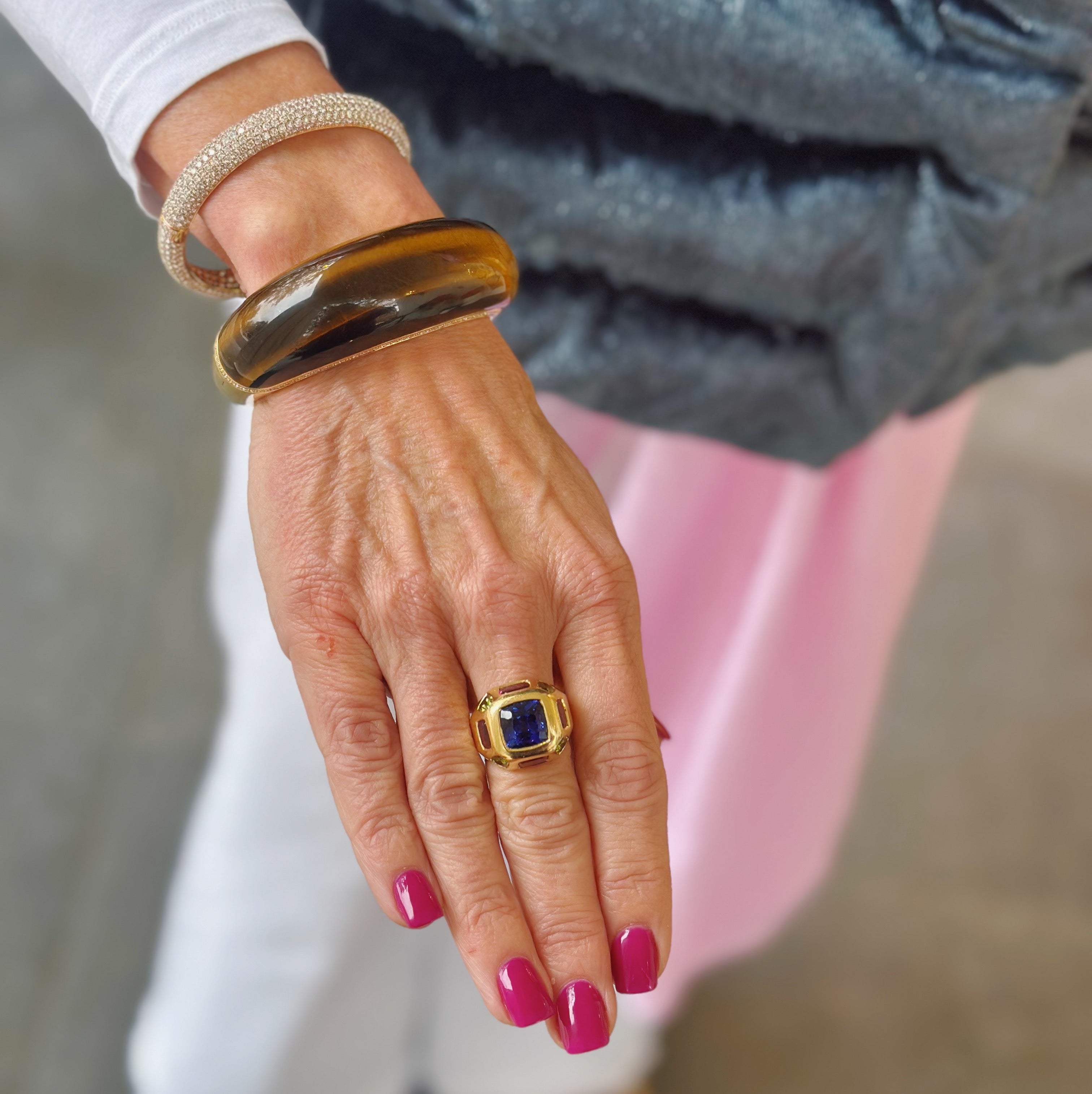 Vintage Roberto Coin Tiger's Eye and Diamond Bangle - Be On Park