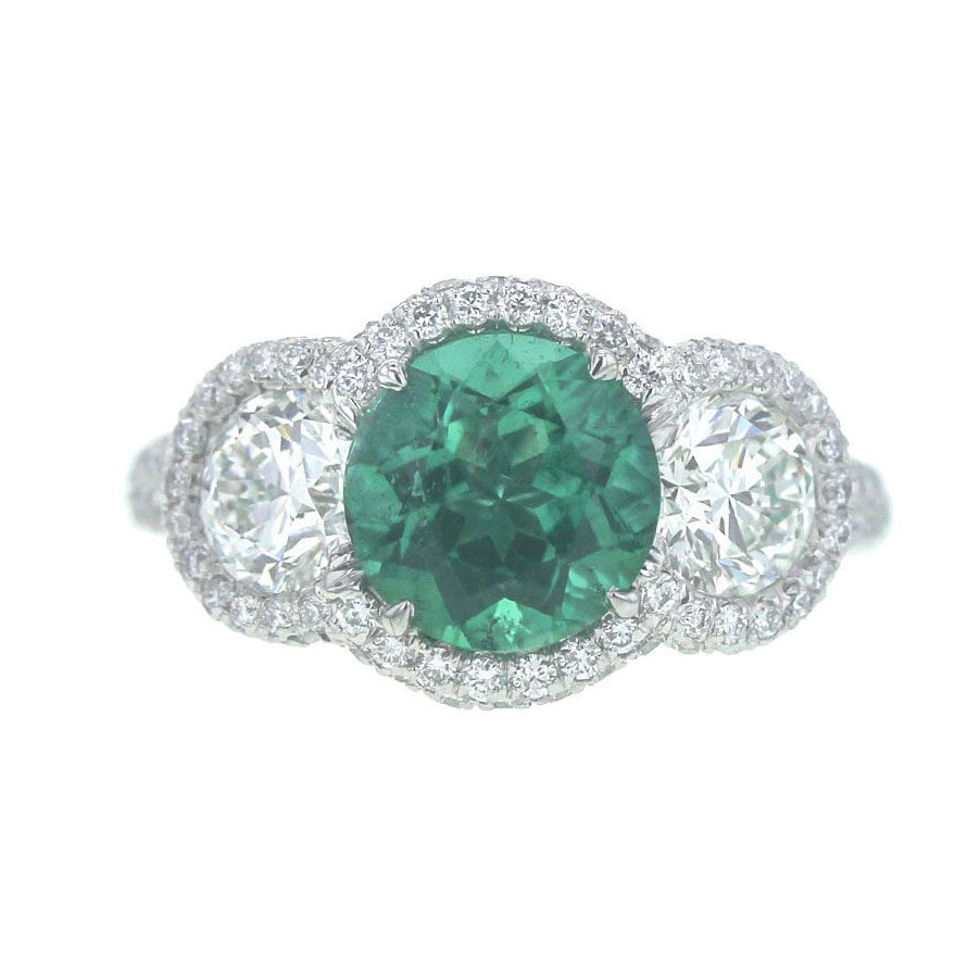 JB Star round emerald and round diamond ring - Be On Park