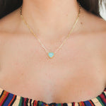 Lauren K Heart Shaped Cabochon Blue Opal Necklace - Be On Park