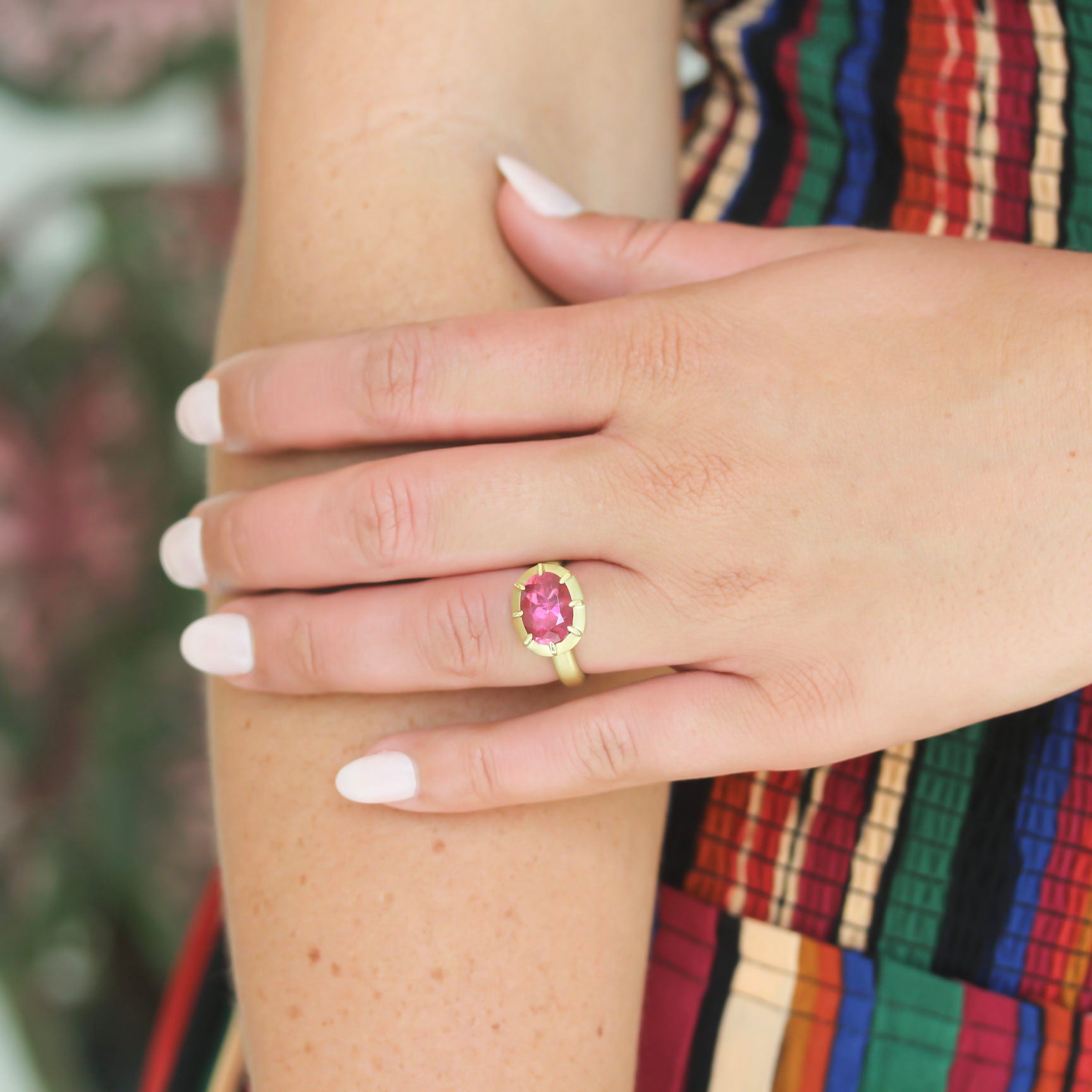 Lauren K Oval Pink Tourmaline Griffen Ring - Be On Park