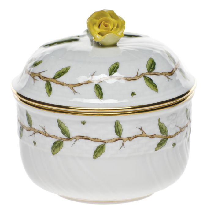 Herend Rothschild Garden Covered Sugar Dish with Rose - Be On Park