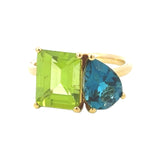 Gemma Couture Toi Et Moi Ring with London Blue Topaz and Peridot - Be On Park
