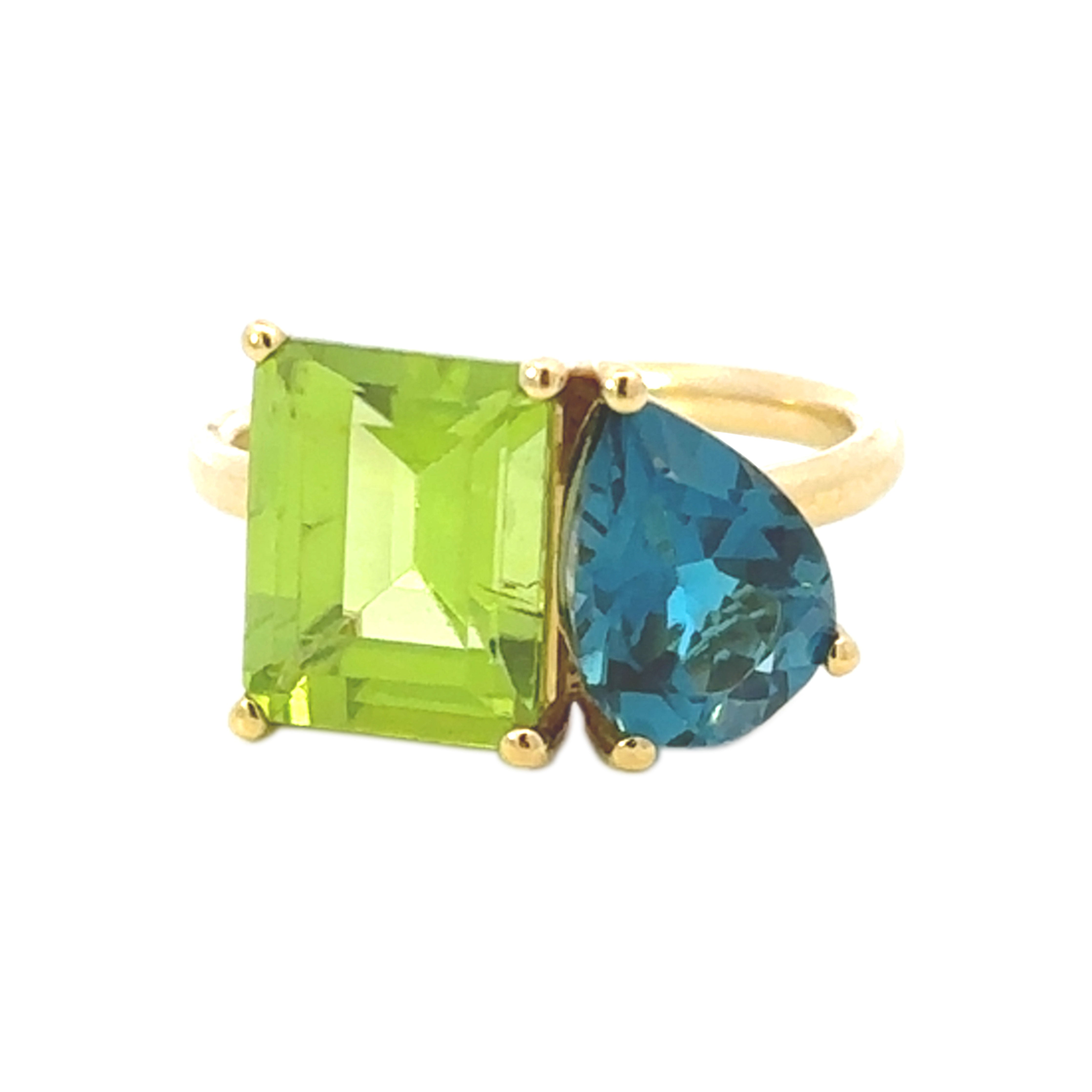 Gemma Couture Toi Et Moi Ring with London Blue Topaz and Peridot - Be On Park