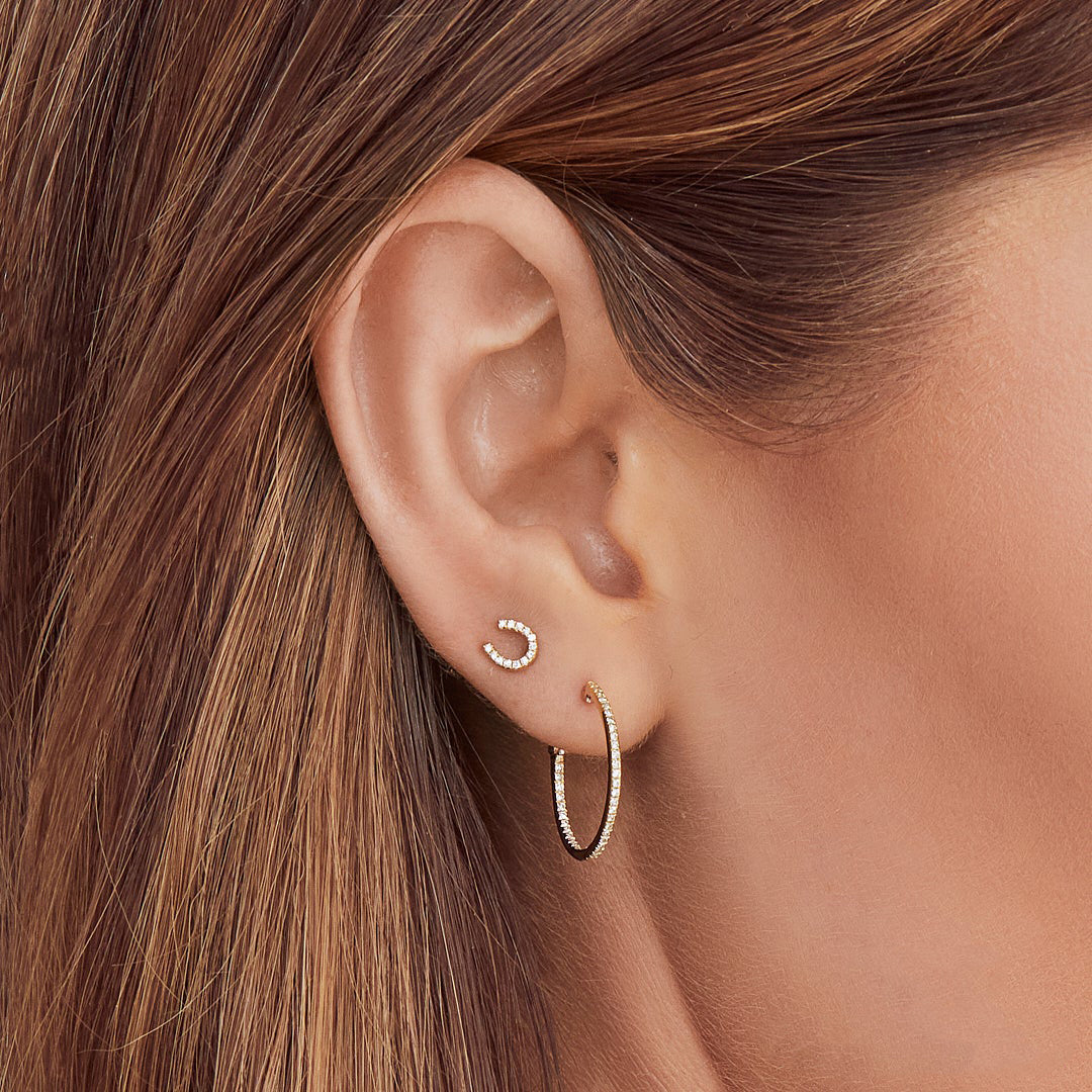 Shy Creation Diamond Horseshoe Stud Earrings - Be On Park