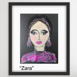 Zara" Giclee Print w/ Embellishments 11" x 14" FRAMED - Be On Park