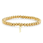 Sydney Evan Gold Beaded Bracelet with Tiny Love Script Charm - Be On Park
