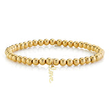 Sydney Evan Gold Beaded Bracelet with Tiny Love Script Charm - Be On Park