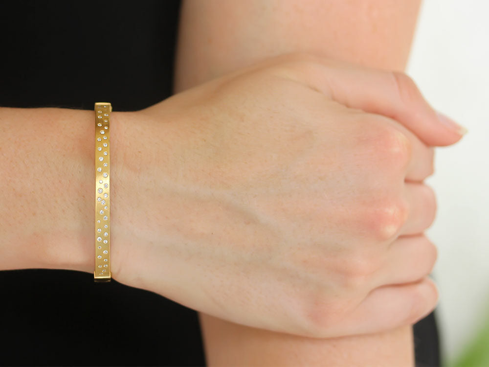 Marika Desert Gold Scattered Diamond Bangle - Be On Park