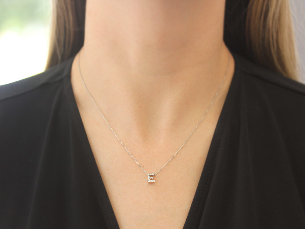Roberto Coin 16-18" love letter diamond "E" necklace, additional letters available - Be On Park