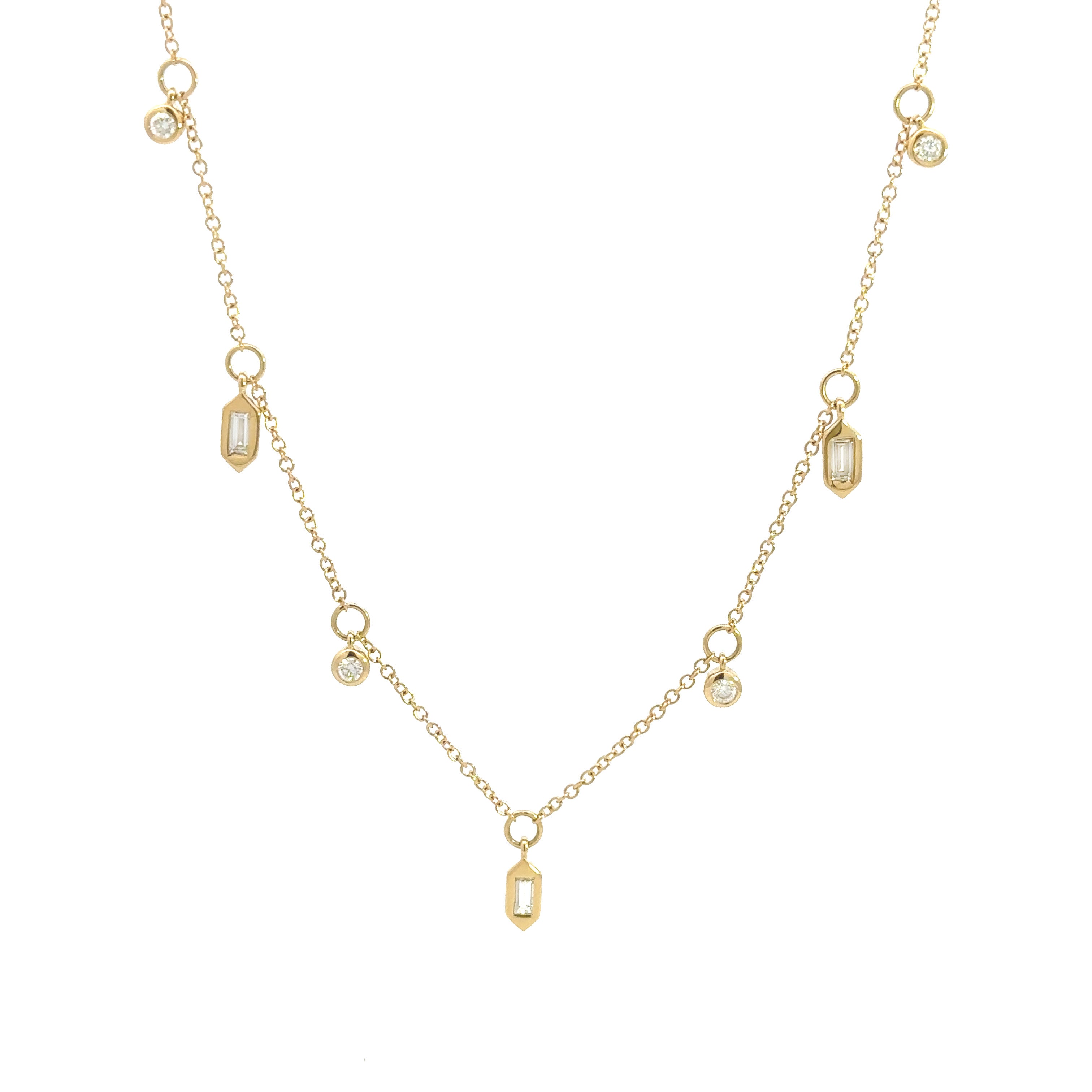 Shy Creation Diamond Baguette Bezel Necklace - Be On Park