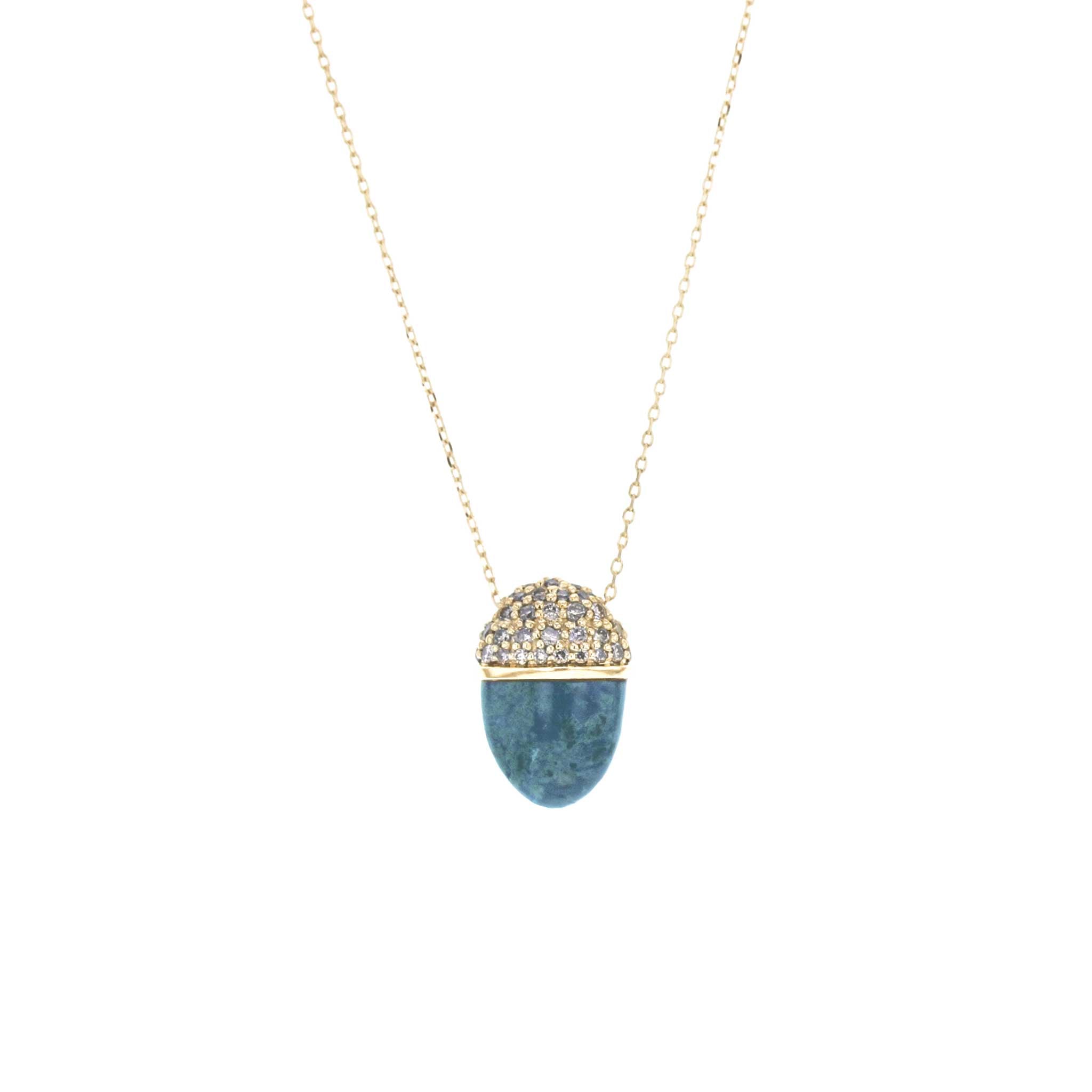 Campbell and Charlotte "Found Cap" Chrysocolla & Brown Diamond Necklace - Be On Park