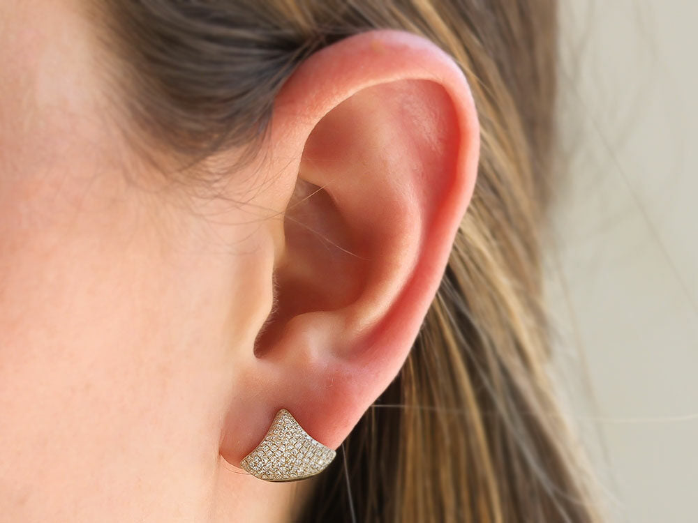 Shy Creation Yellow Gold Pave Diamond Kite Studs - Be On Park