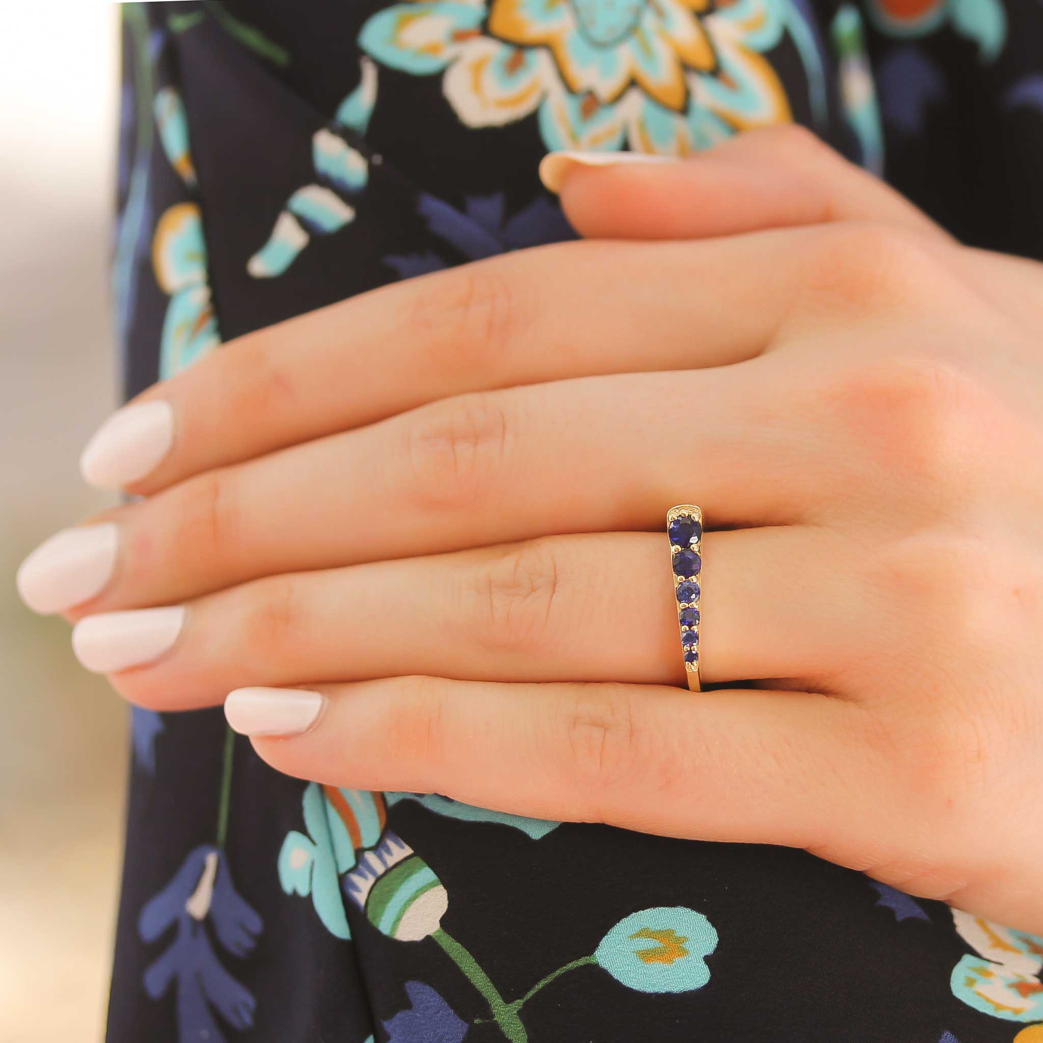 Campbell and Charlotte "The Edge" Blue Sapphire Tapered Stacking Ring - Be On Park