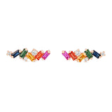 Suzanne Kalan Rose Gold Rainbow Sapphire and Diamond Zig-Zag Earrings - Be On Park