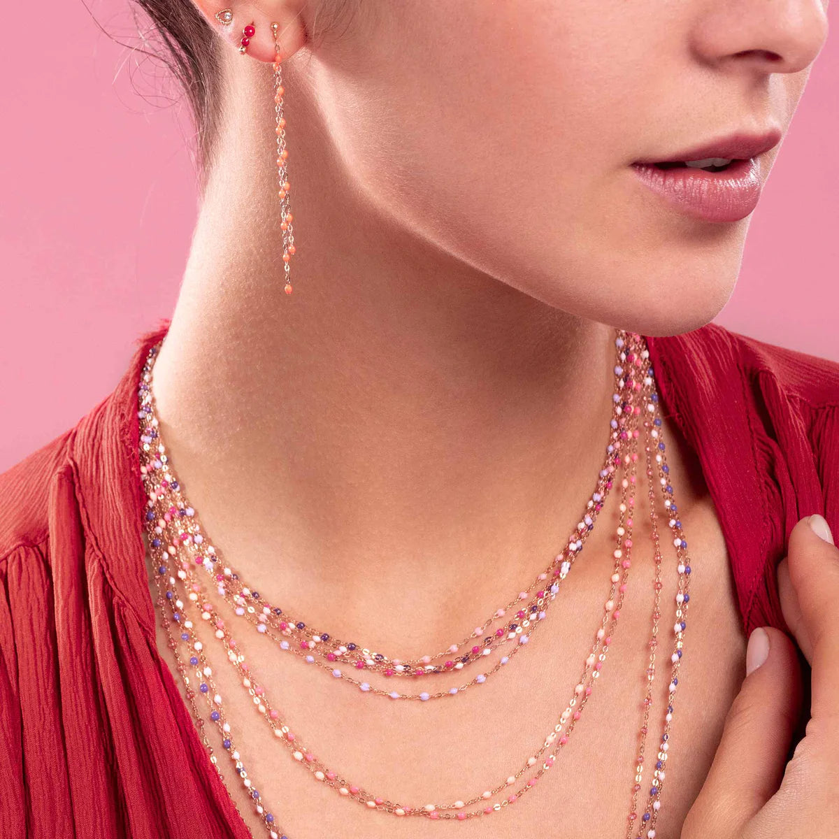 Classic Gigi Clozeau Necklace in Yellow Gold, 16.5", White - Be On Park