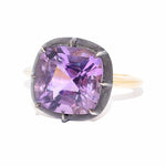 Signed Fred Leighton Cushion Amethyst Silver topped Gold Collet Ring - Be On Park