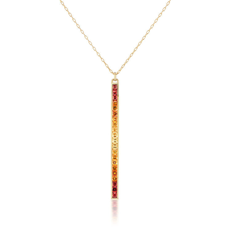 Jane Taylor Cirque long matchstick necklace with Ombré Citrine and Red Garnet - Be On Park