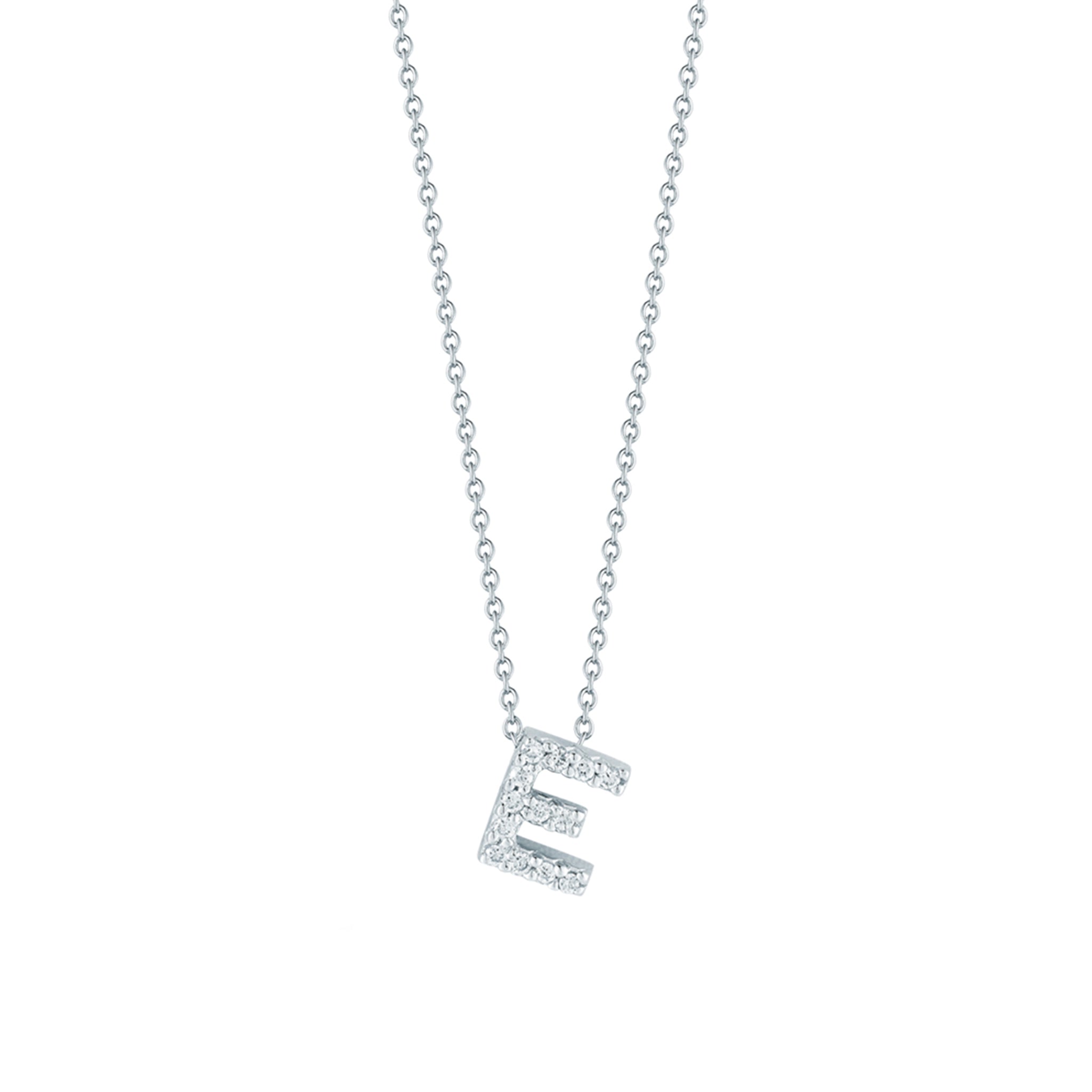 Roberto Coin 16-18" love letter diamond "E" necklace, additional letters available - Be On Park