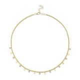 Shy Creation Diamond Pave Circle Bead Ball Chain Necklace - Be On Park
