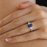 Cushion cut Sapphire and Diamond Three-stone Ring - Be On Park