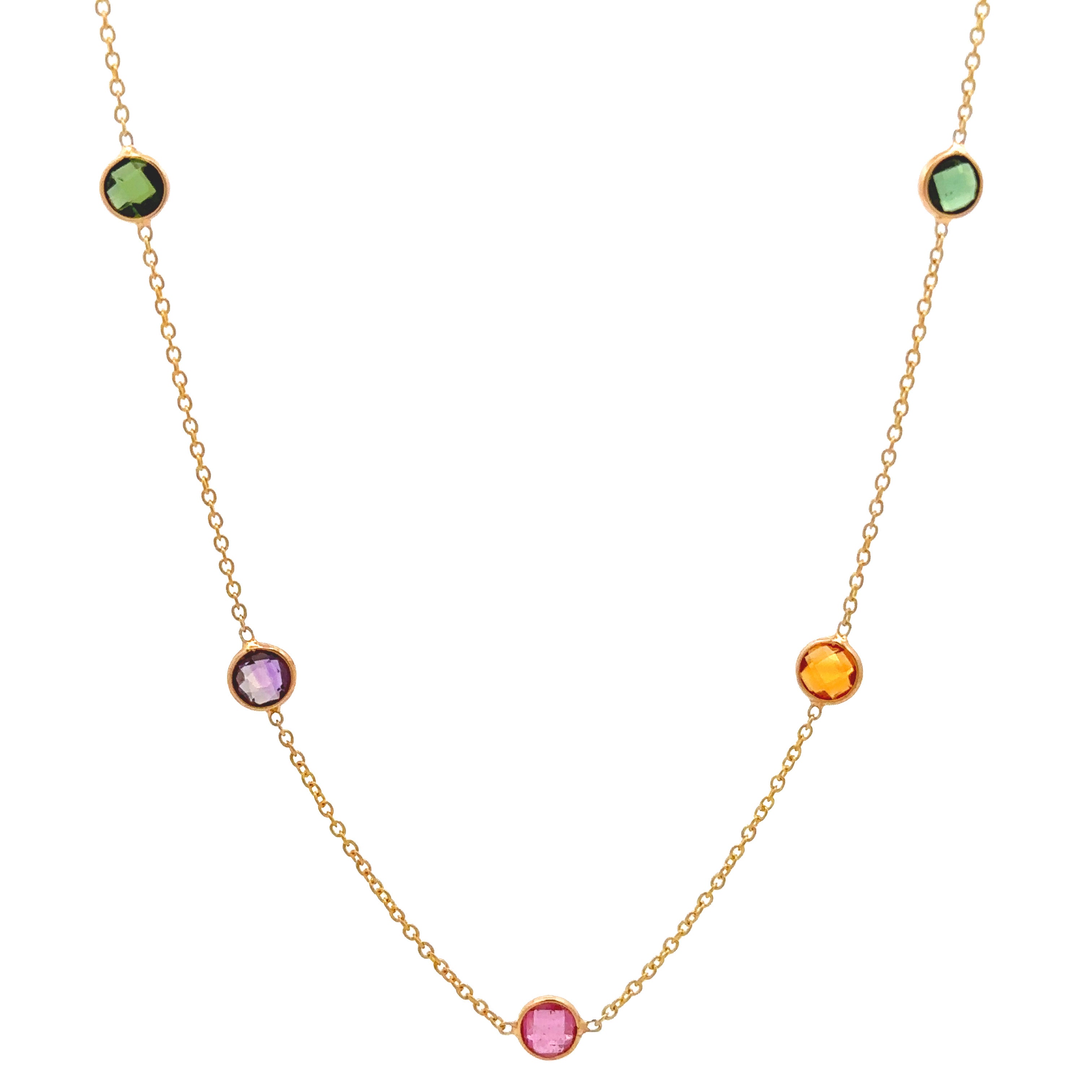 Tresor Multi Color Rainbow Stone Station Necklace - Be On Park