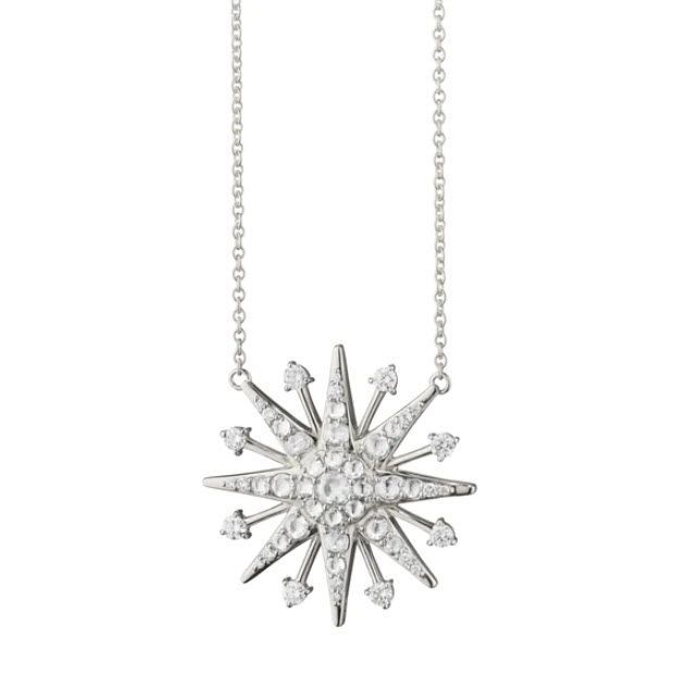 Monica Rich Kosann Sterling Silver Star necklace with white sapphire - Be On Park