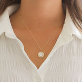 Shy Creation Diamond and Mother-of-pearl Circle Necklace - Be On Park