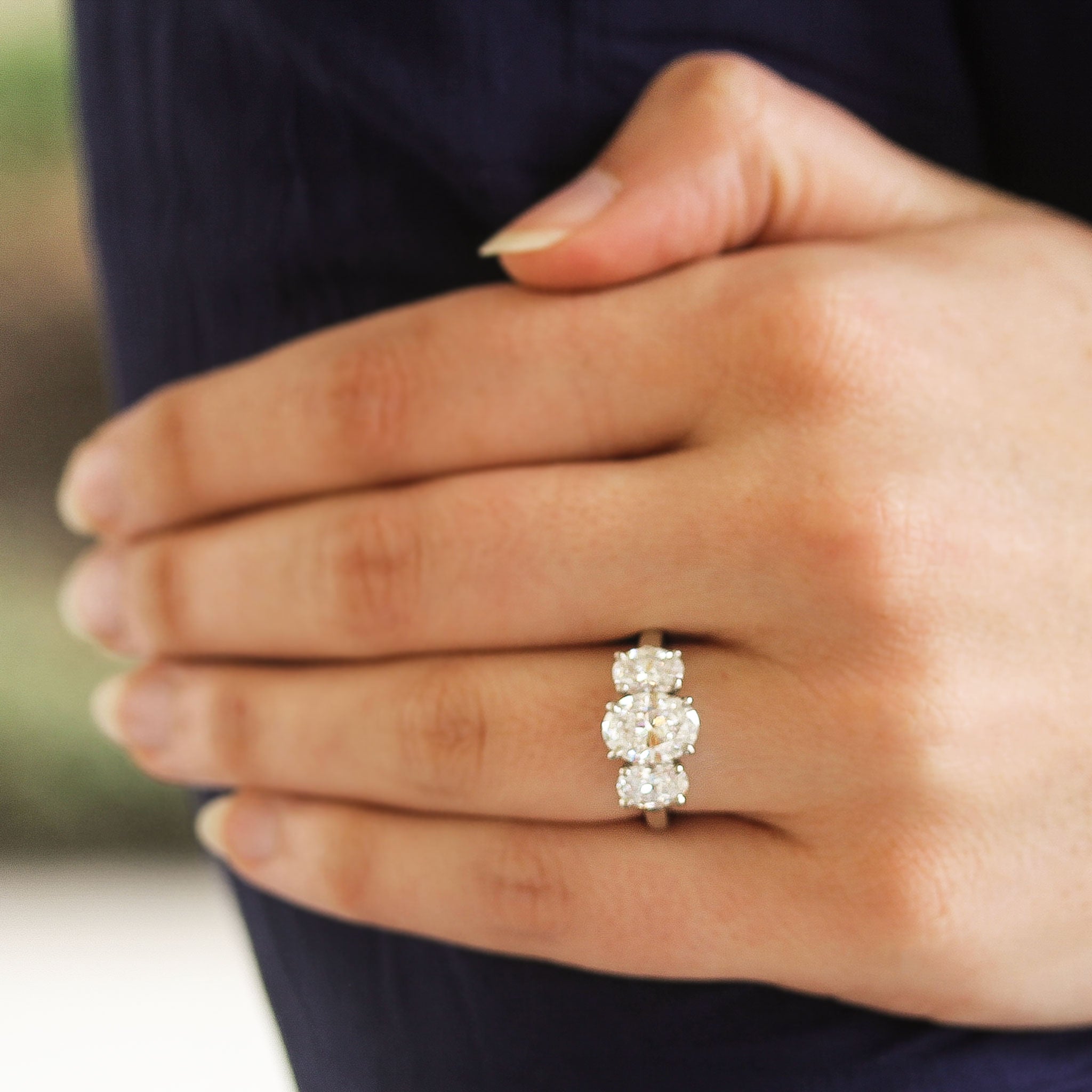 Oscar Heyman platinum, 3-stone oval diamond ring - Be On Park