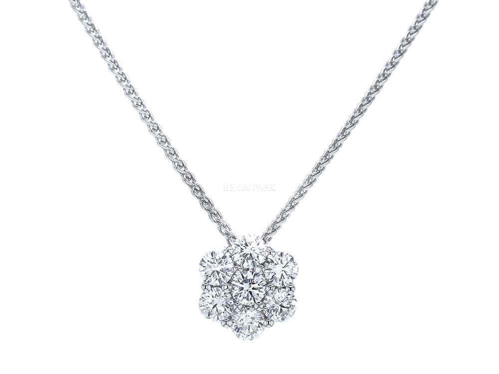 diamond flower cluster pendant on chain - Be On Park