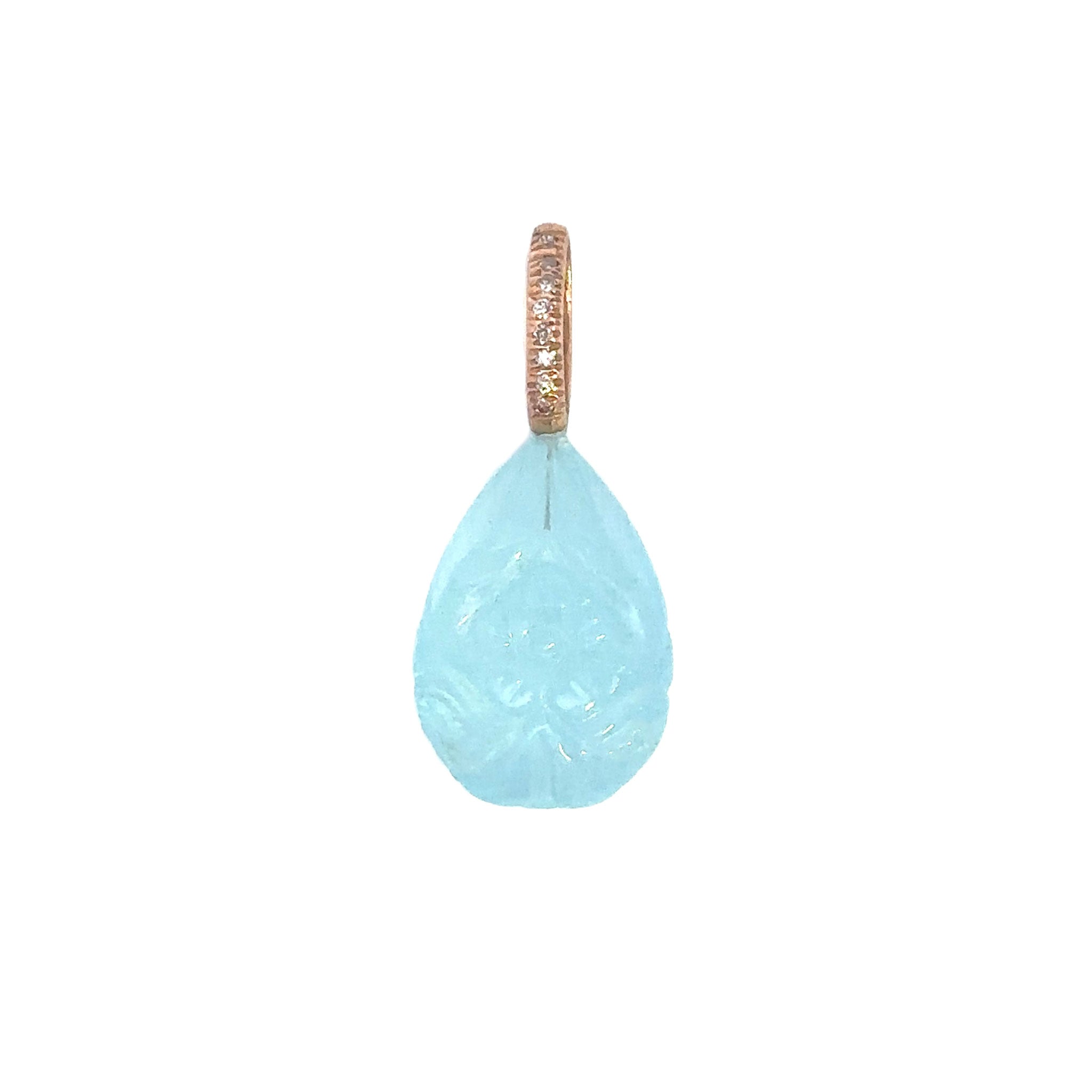 Just Jules carved aquamarine pendant/charm with diamond bale - Be On Park