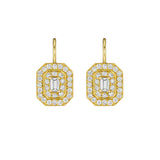 Penny Preville earrings with center emerald cut diamonds on French wire - Be On Park
