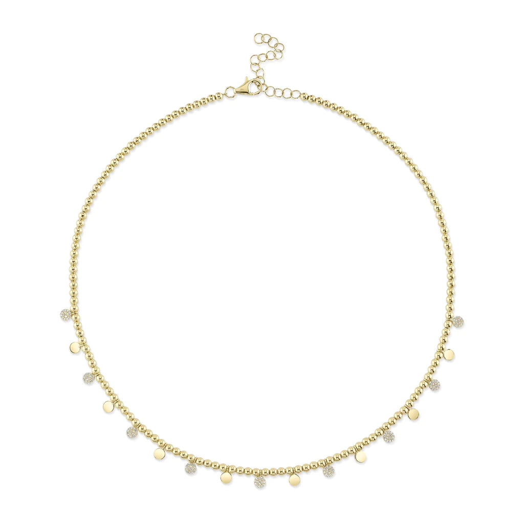 Shy Creation Diamond Pave Circle Bead Ball Chain Necklace - Be On Park