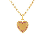 Be x Stephanie Albertson Pink Sapphire Flat Heart Lucky Charm Pendant