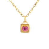 Be x Stephanie Albertson Pink Tourmaline Cabochon Heart Love Letter Charm Pendant