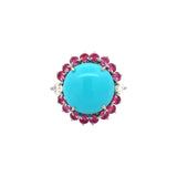 Oscar Heyman Turquoise, Pink Sapphire, and Diamond Ring
