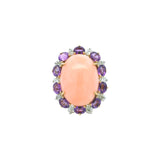 Oscar Heyman Coral, Amethyst, and Diamond Ring