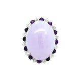 Vintage Purple Jadeite Ring with Diamond and Amethyst Halo