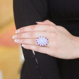 Vintage Purple Jadeite Ring with Diamond and Amethyst Halo