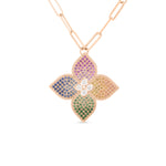 VENETIAN PRINCESS DIAMOND & MIXED SAPPHIRE FLOWER LONG NECKLACE - Be On Park