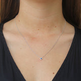 Shy Creation Diamond and Blue Sapphire Necklace