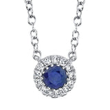 Shy Creation Diamond and Blue Sapphire Necklace